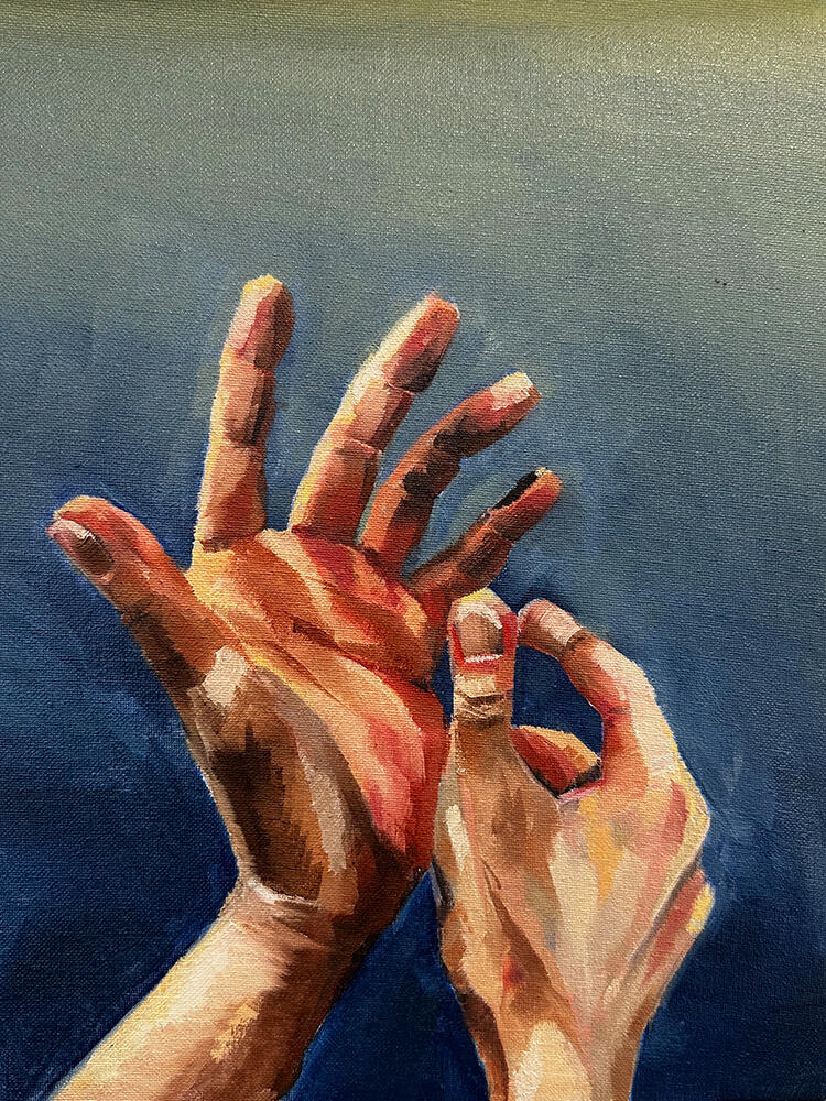 my hands, in oil, 2024